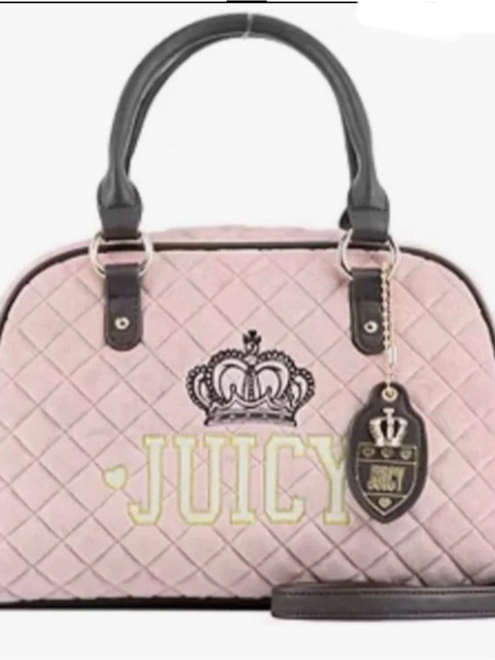 Juicy Couture Light Pink Quilted Satchel with Black Trim & Charm